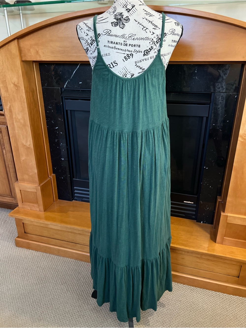 ZSupply Sleeveless Forest Green Maxi Dress with Tiered Skirt - Picture 5 of 10